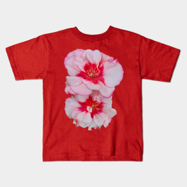 Two tone geranium flowers Kids T-Shirt by FlossOrFi